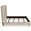 Chek Queen Size Bed w Channel Tufted Upholstery | Sand Brown | Gold Metal BM338773