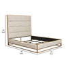Chek King Size Bed w Channel Tufted Upholstery | Sand Brown | Gold Metal BM338774