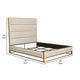 Chek King Size Bed w Channel Tufted Upholstery | Sand Brown | Gold Metal BM338774
