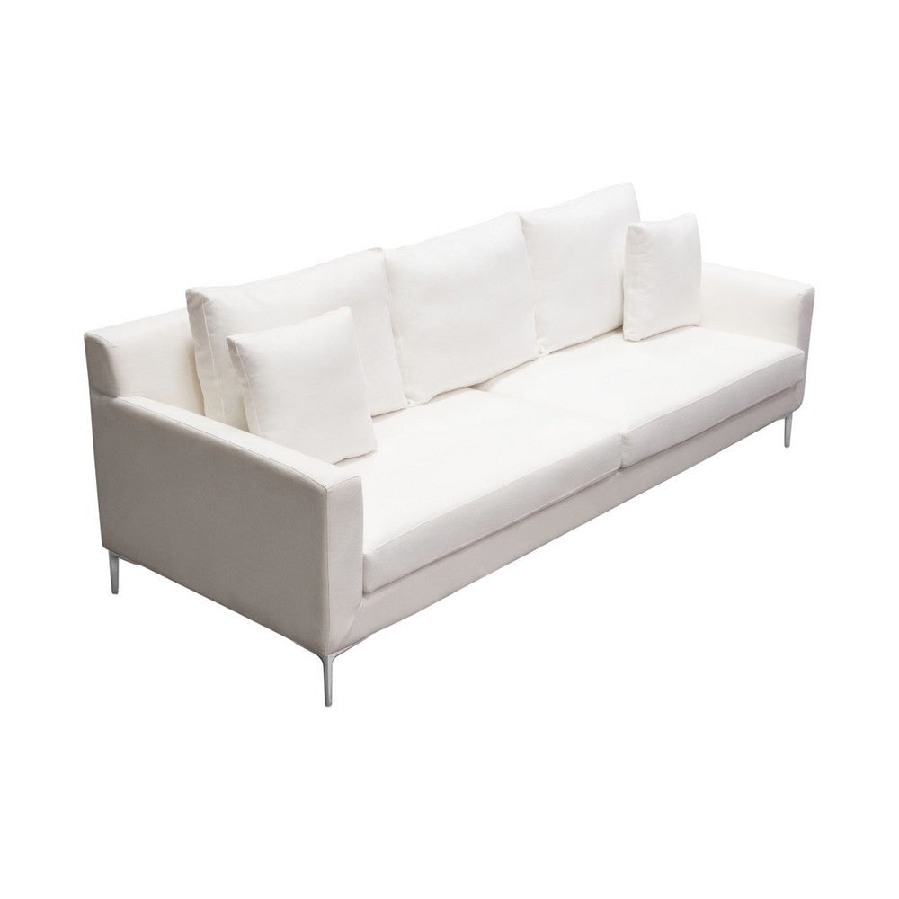 Boa Sofa | 2 Throw Pillows | Modern Loose Back White Linen 95’’ BM338778