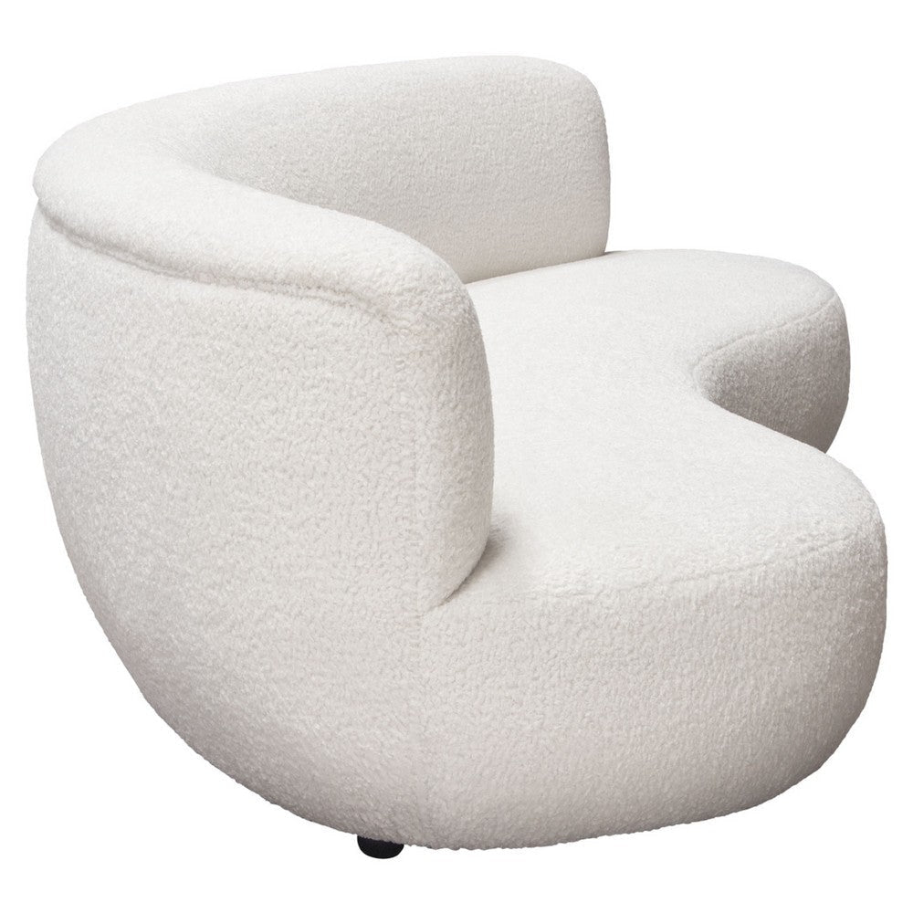 Simy Curved Sofa | 104’’ | White Faux Sheepskin Fabric | Black Metal Legs BM338779