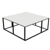 Lify Cocktail Coffee Table | Modern 39’’ Square White Marble Top | Black Base BM338780