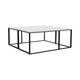 Lify Cocktail Coffee Table | Modern 39" Square White Marble Top | Black Base