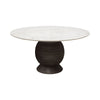 Hizy Dining Table | 60" | Round White Marble Top | Acacia Wood Base