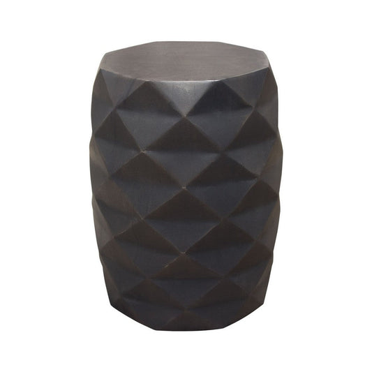 Fery Side End Table | 14" | Smoke Gray Mango Wood w Geometric Motifs