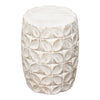 Fery Side End Table | 14’’ | Distressed White Mango Wood w Leaf Motifs BM338783