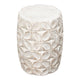 Fery Side End Table | 14’’ | Distressed White Mango Wood w Leaf Motifs BM338783