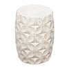 Fery Side End Table | 14’’ | Distressed White Mango Wood w Leaf Motifs BM338783