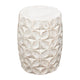 Fery Side End Table | 14’’ | Distressed White Mango Wood w Leaf Motifs BM338783
