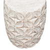 Fery Side End Table | 14’’ | Distressed White Mango Wood w Leaf Motifs BM338783