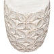 Fery Side End Table | 14’’ | Distressed White Mango Wood w Leaf Motifs BM338783