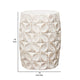 Fery Side End Table | 14’’ | Distressed White Mango Wood w Leaf Motifs BM338783