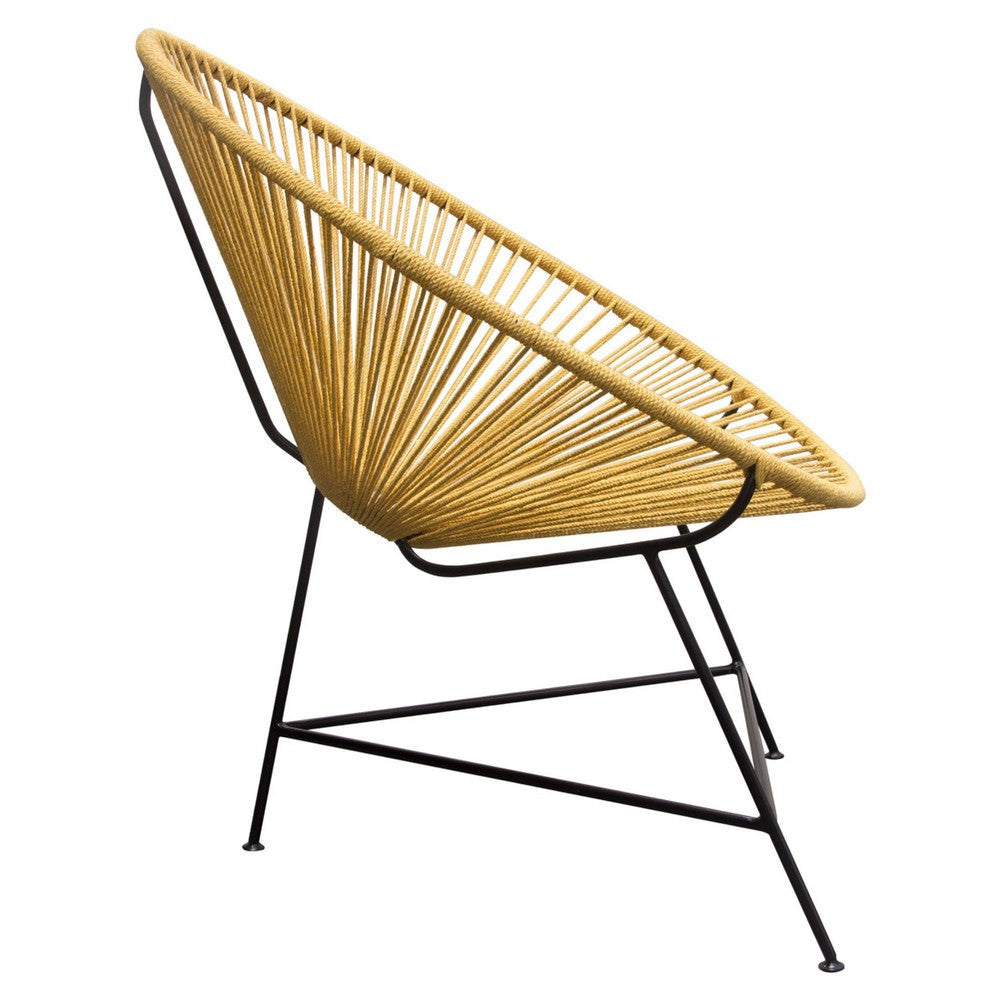 Azy Accent Chair Set of 2 | Orange Natural Woven Rope | Black Iron Base BM338786