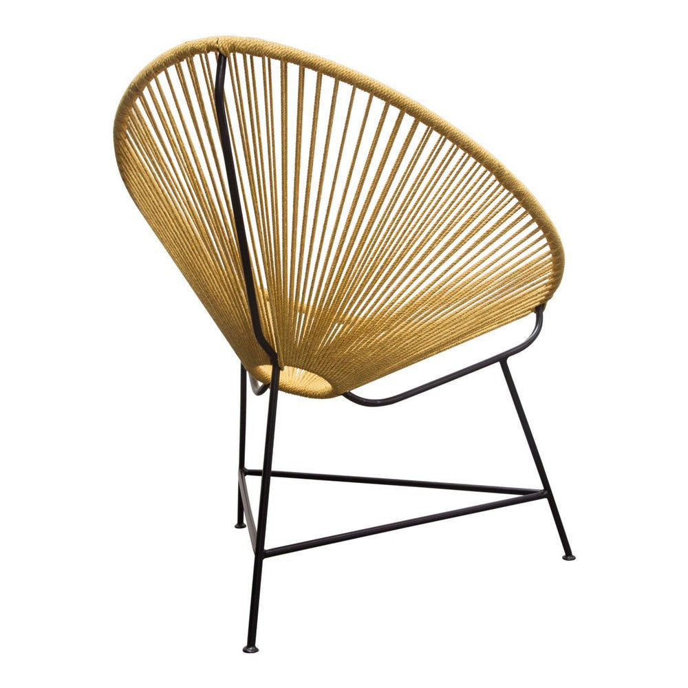 Azy Accent Chair Set of 2 | Orange Natural Woven Rope | Black Iron Base BM338786