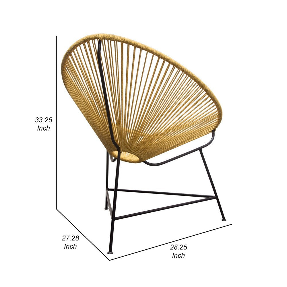 Azy Accent Chair Set of 2 | Orange Natural Woven Rope | Black Iron Base BM338786