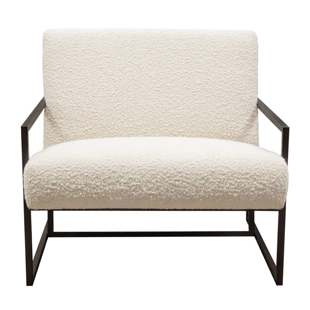 Masy Accent Armchair | Bone White Boucle Textured Fabric | Metal Legs BM338789