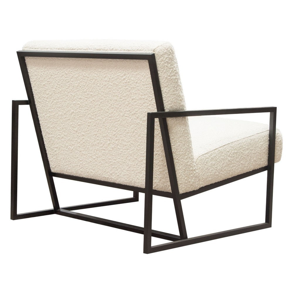 Masy Accent Armchair | Bone White Boucle Textured Fabric | Metal Legs BM338789