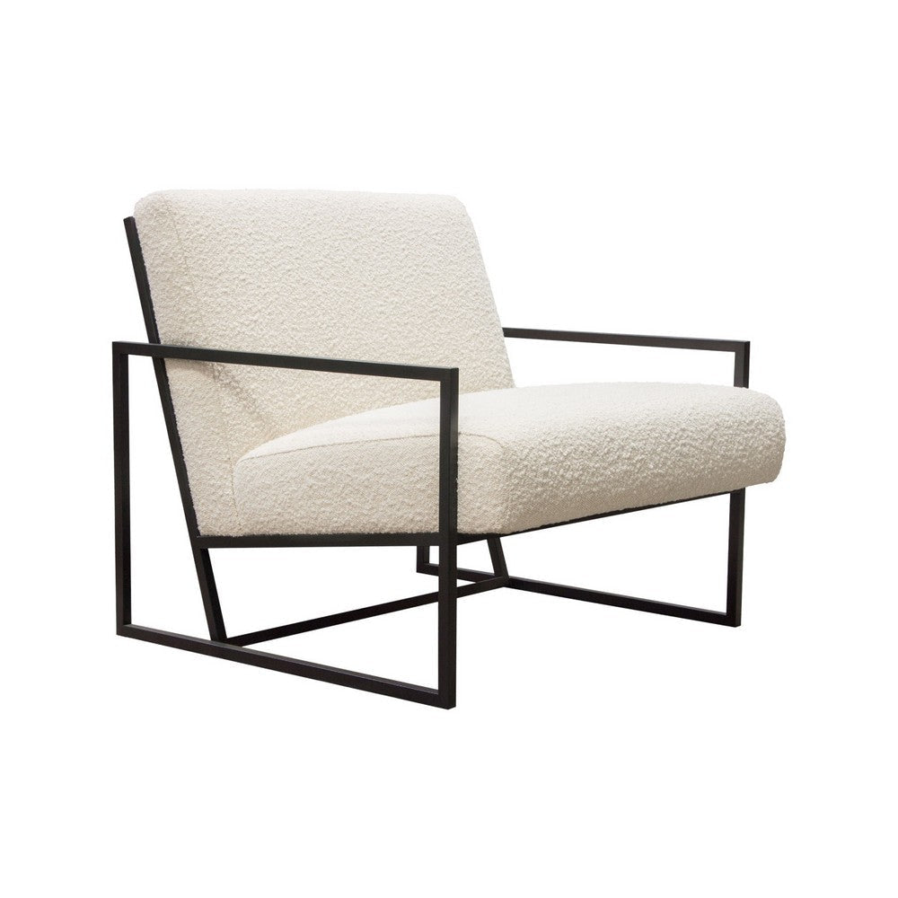 Masy Accent Armchair | Bone White Boucle Textured Fabric | Metal Legs