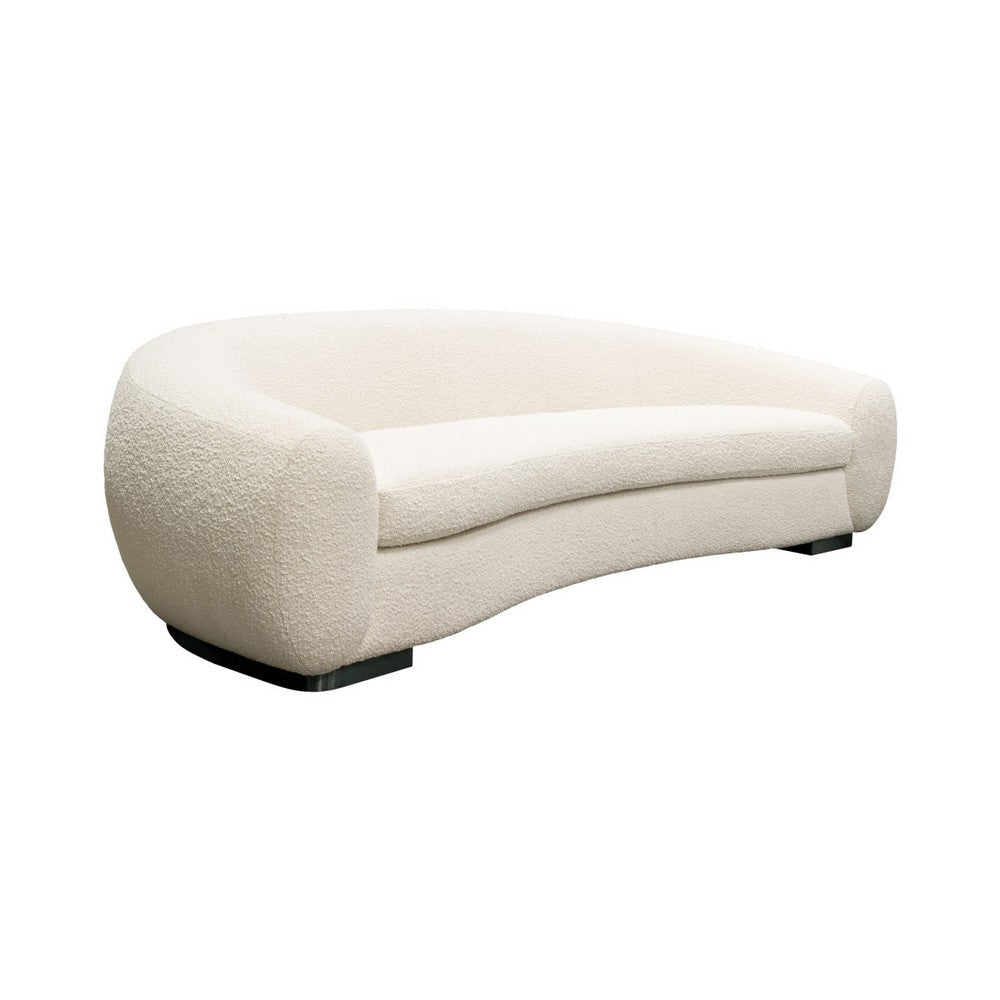 Pasy Sofa | 97’’ Bone White Boucle Textured Fabric | Metal Legs BM338790