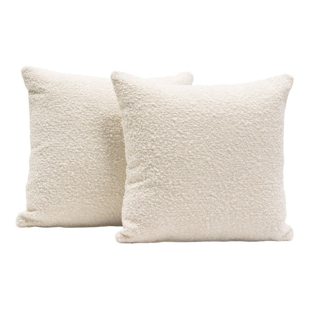 Wily Accent Pillow Set of 2 | 16’’ Square | Bone White Boucle Fabric BM338793
