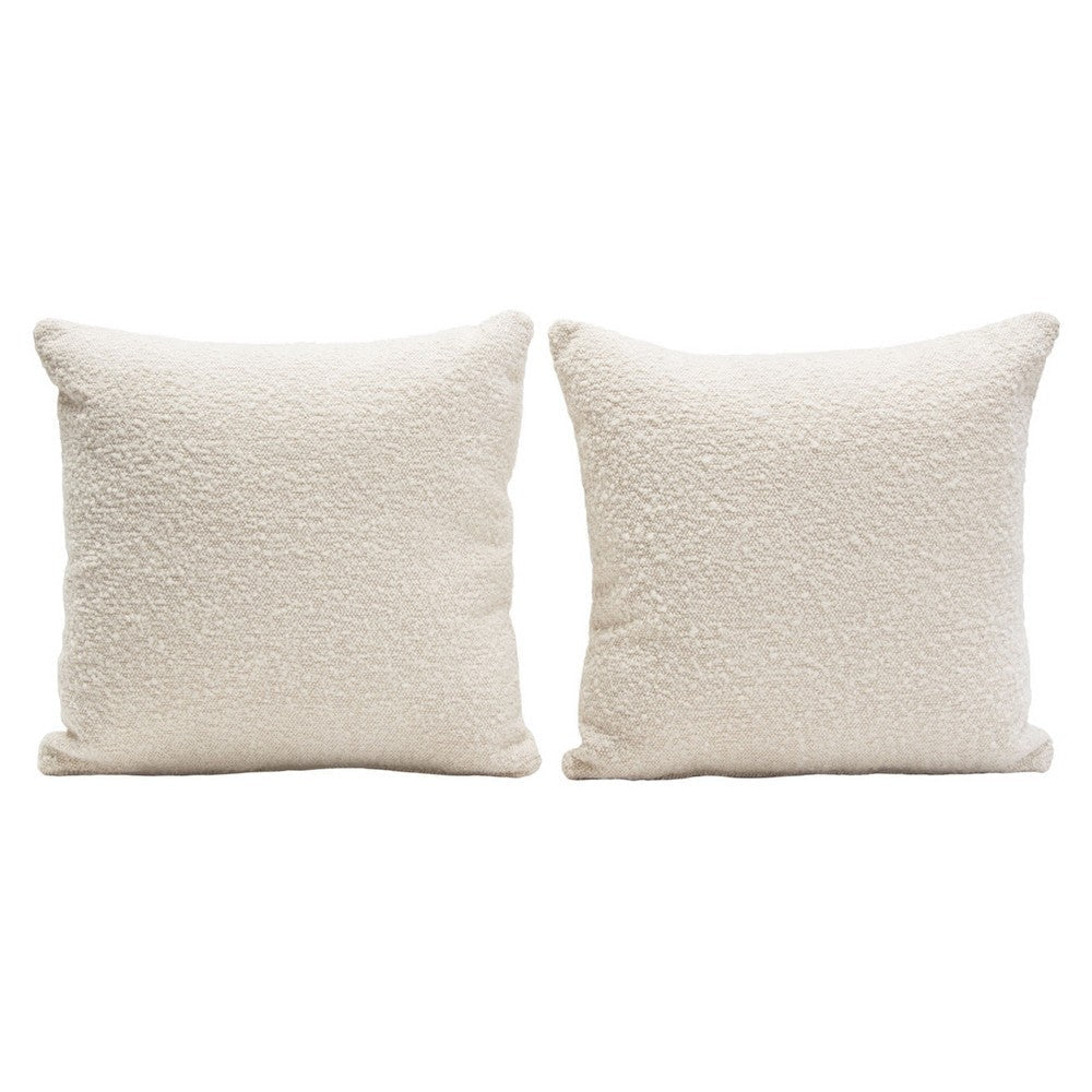 Wily Accent Pillow Set of 2 | 16’’ Square | Bone White Boucle Fabric BM338793