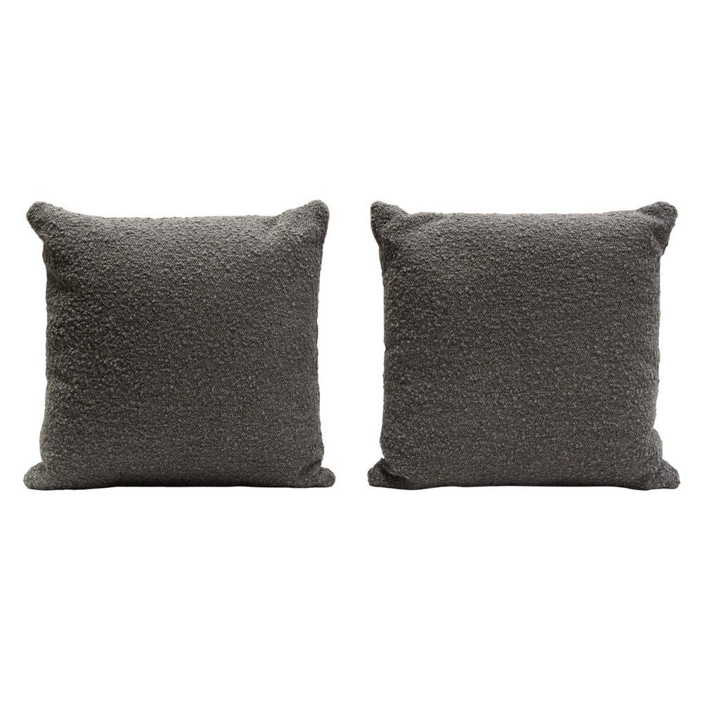 Wily Accent Pillow Set of 2 | 16" Square | Charcoal Black Boucle