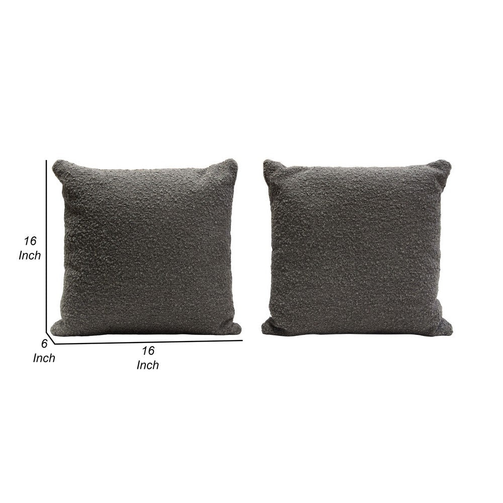 Wily Accent Pillow Set of 2 | 16’’ Square | Charcoal Black Boucle BM338794