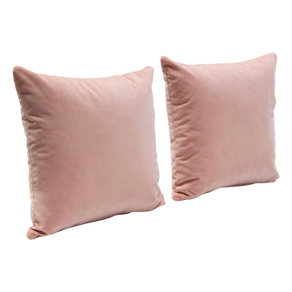 Wily Accent Pillow Set of 2 | 16’’ Square | Blush Pink Velvet Fabric BM338795