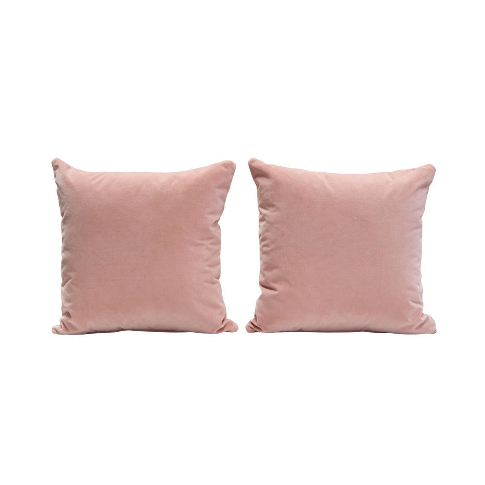 Wily Accent Pillow Set of 2 | 16" Square | Blush Pink Velvet Fabric