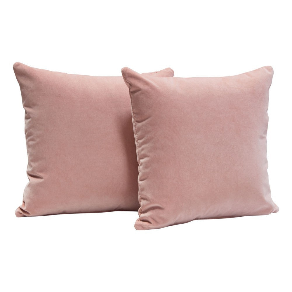Wily Accent Pillow Set of 2 | 16’’ Square | Blush Pink Velvet Fabric BM338795