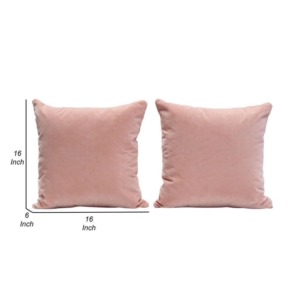 Wily Accent Pillow Set of 2 | 16’’ Square | Blush Pink Velvet Fabric BM338795