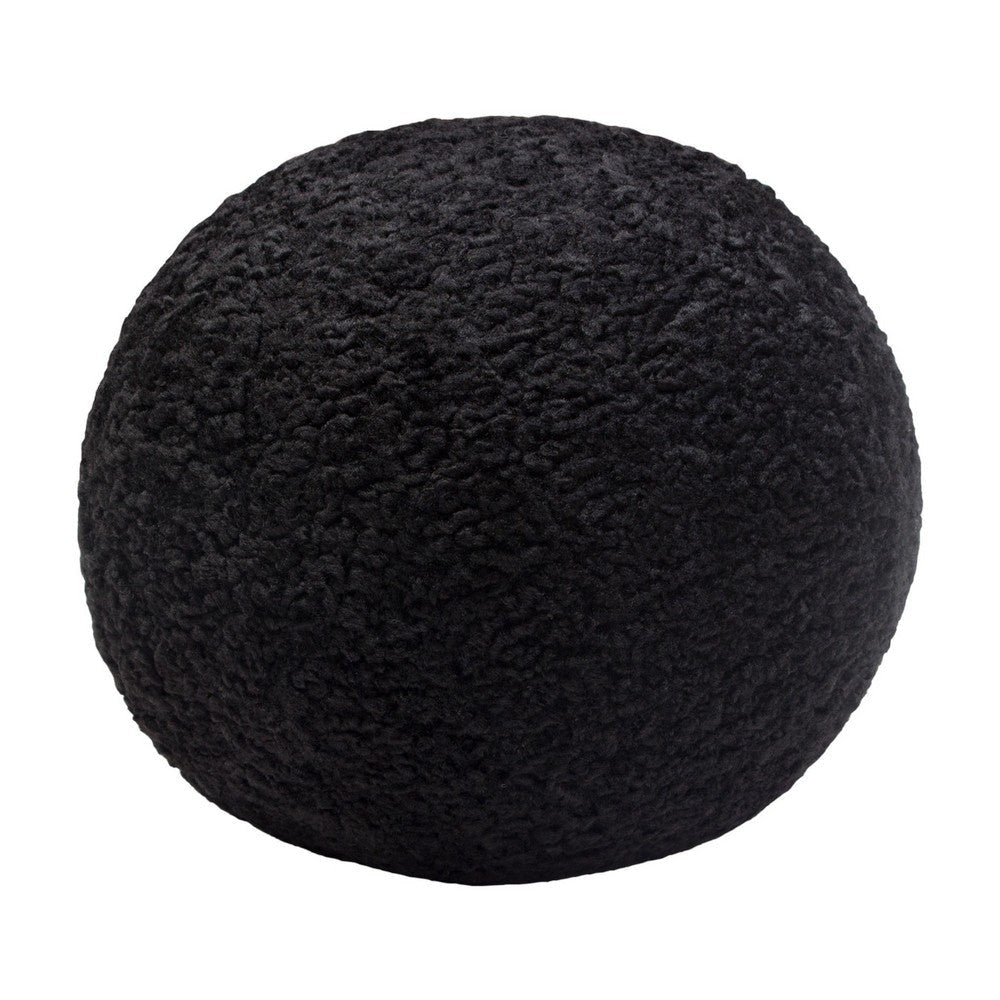 Wily Accent Pillow Set of 2 | 10’’ Round Ball| Black Faux Sheepskin
