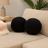Wily Accent Pillow Set of 2 | 10’’ Round Ball| Black Faux Sheepskin