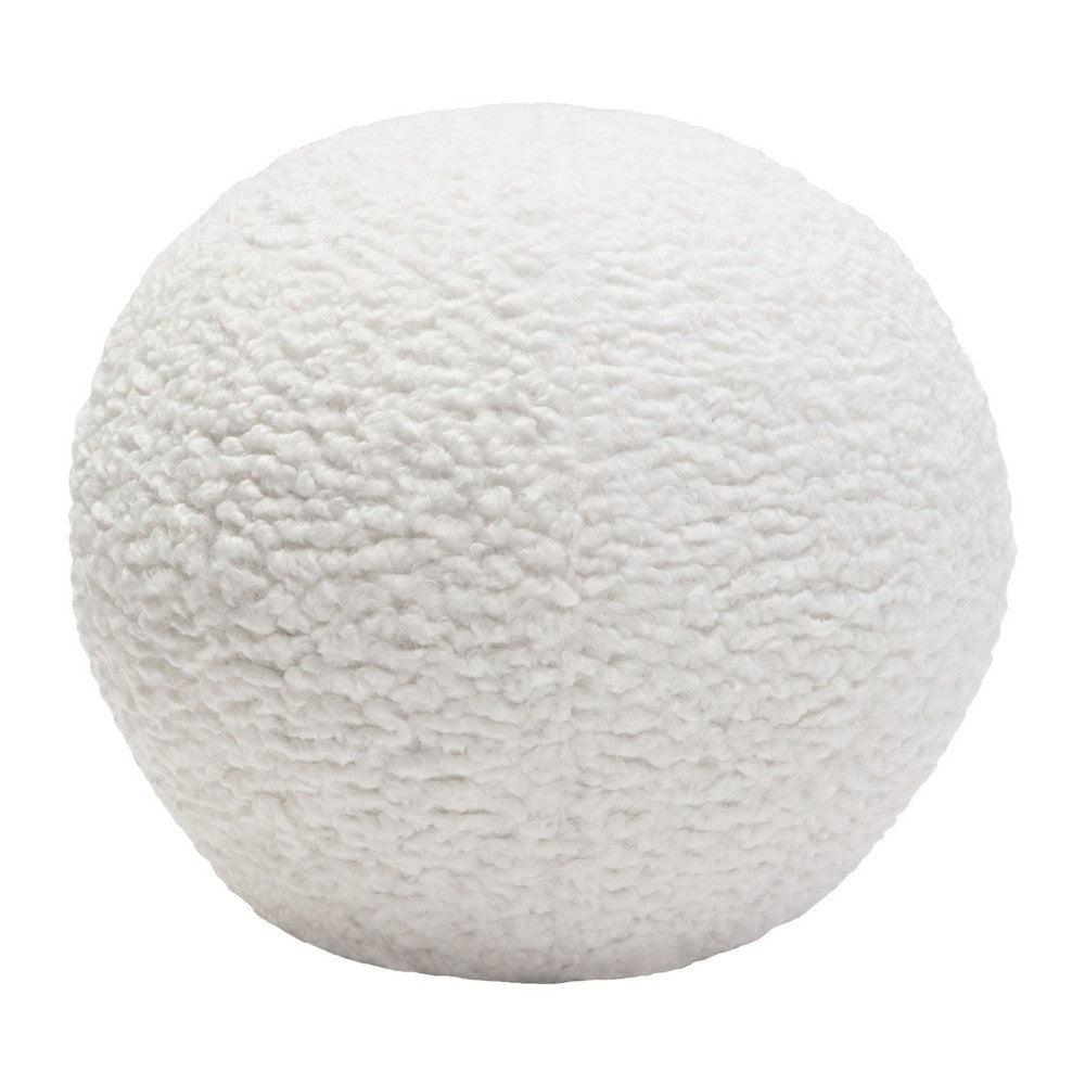 Wily Accent Pillow Set of 2 | 10’’ Round Ball| White Faux Sheepskin