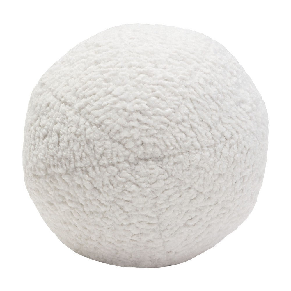 Wily Accent Pillow Set of 2 | 10’’ Round Ball| White Faux Sheepskin