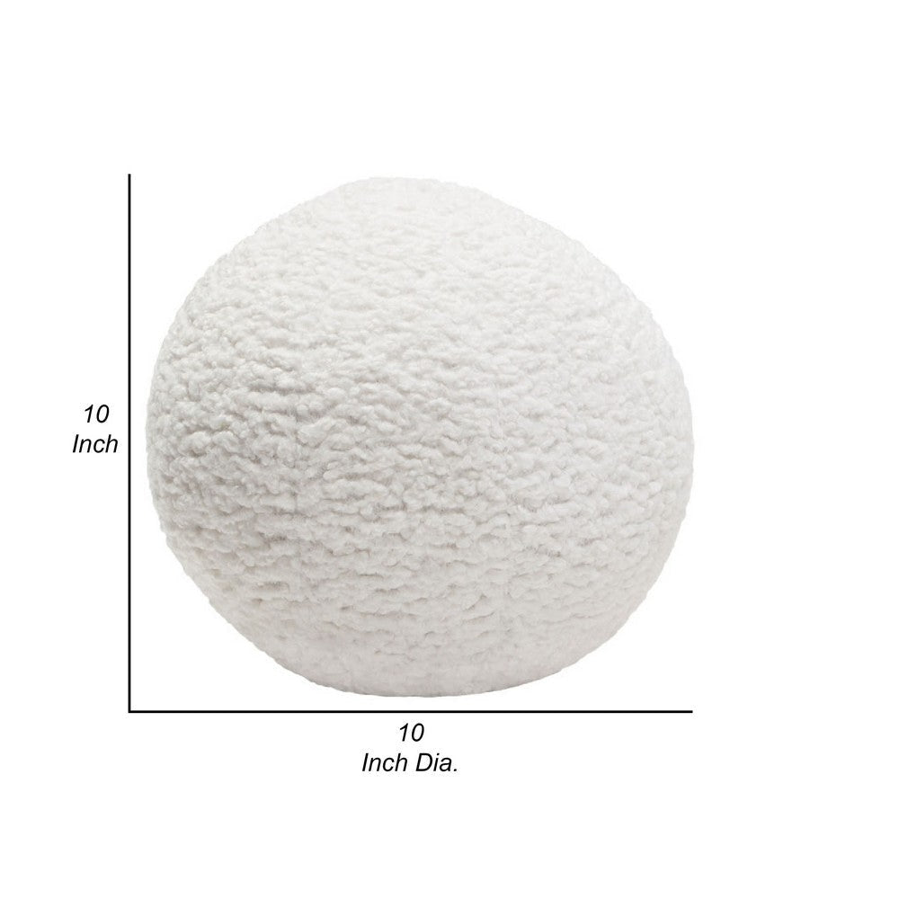 Wily Accent Pillow Set of 2 | 10’’ Round Ball| White Faux Sheepskin