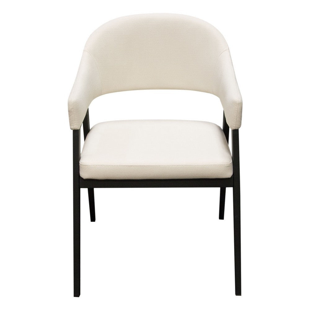 Arie Dining Side Chair Set of 2 | Cream White Polyester | Black Legs BM338804