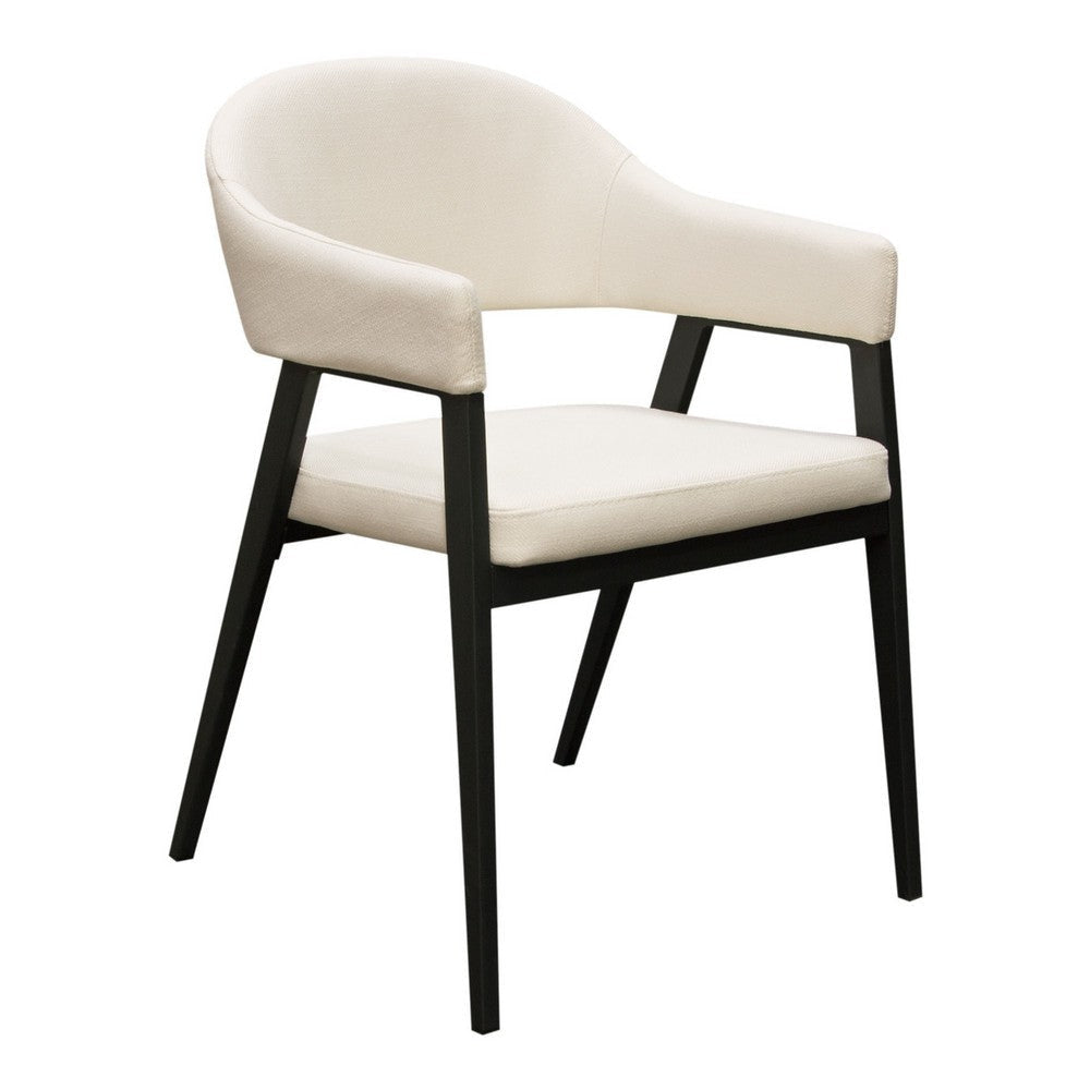 Arie Dining Side Chair Set of 2 | Cream White Polyester | Black Legs BM338804