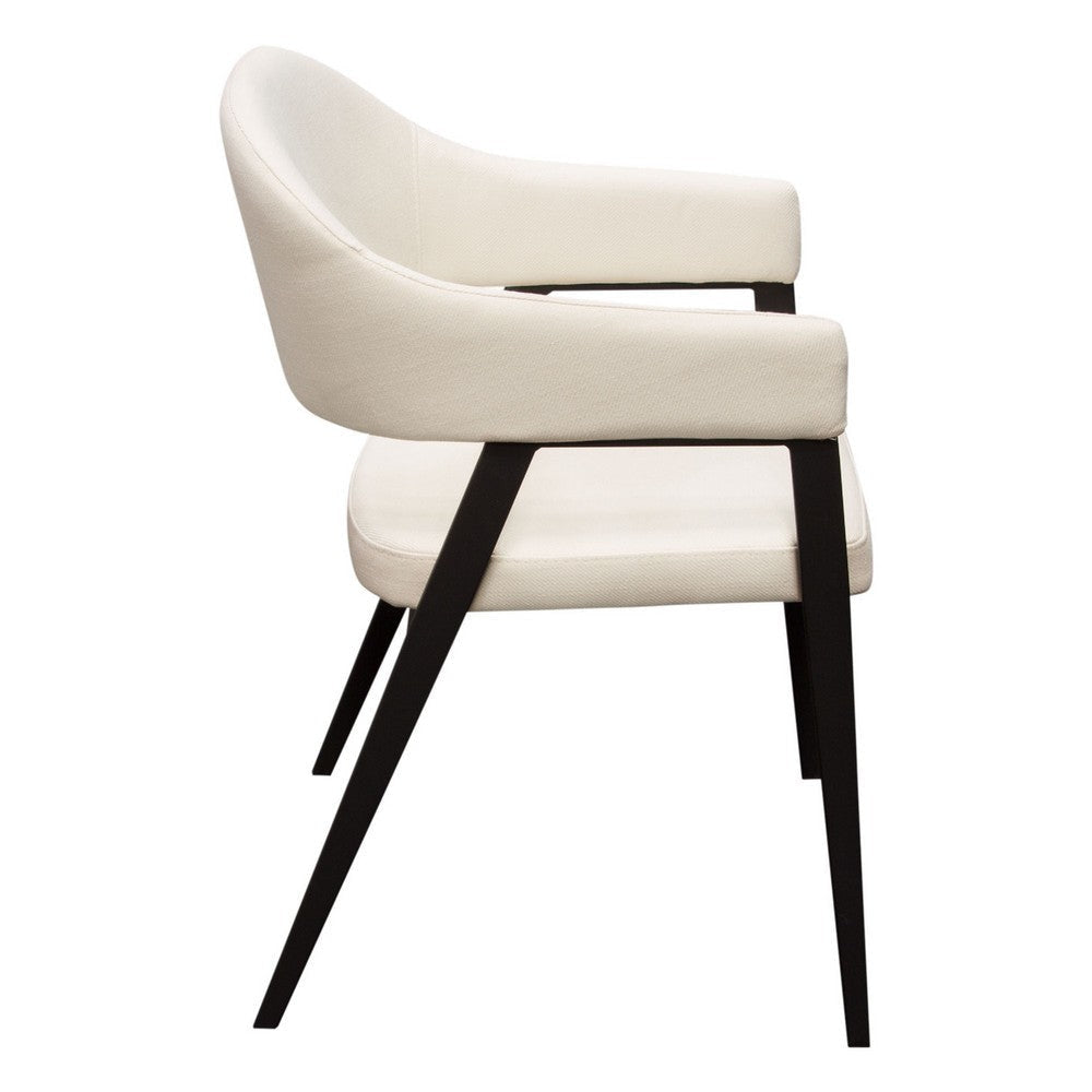 Arie Dining Side Chair Set of 2 | Cream White Polyester | Black Legs BM338804