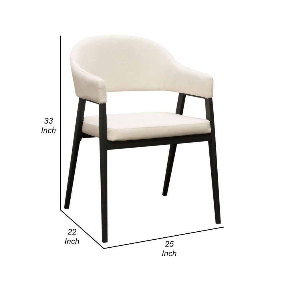 Arie Dining Side Chair Set of 2 | Cream White Polyester | Black Legs BM338804