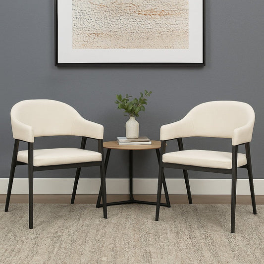 Arie Dining Side Chair Set of 2 | Cream White Polyester | Black Legs BM338804