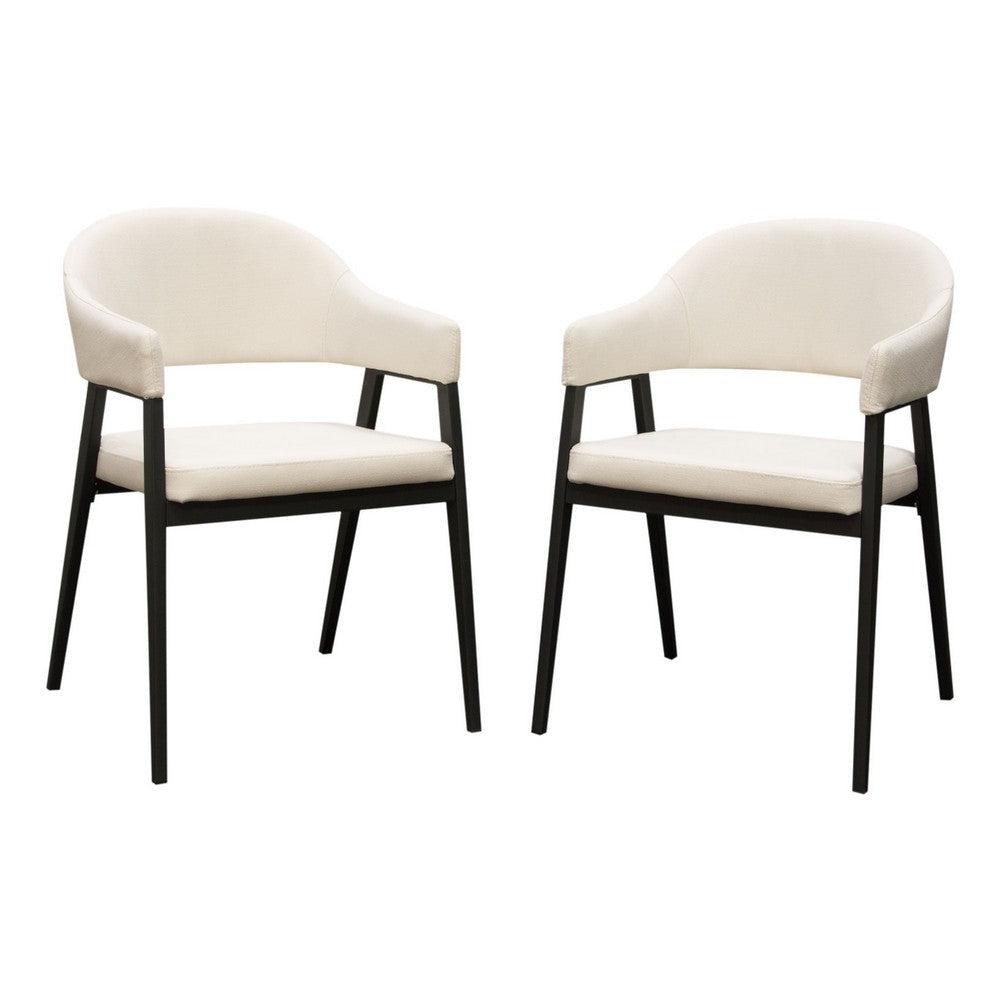 Arie Dining Side Chair Set of 2 | Cream White Polyester | Black Legs BM338804