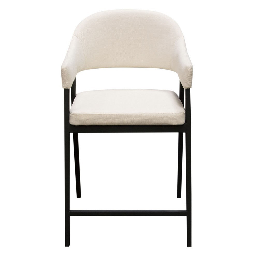 Arie Counter Height Chair Set of 2 | Cream White Polyester | Black Legs BM338805