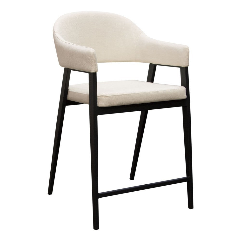 Arie Counter Height Chair Set of 2 | Cream White Polyester | Black Legs BM338805