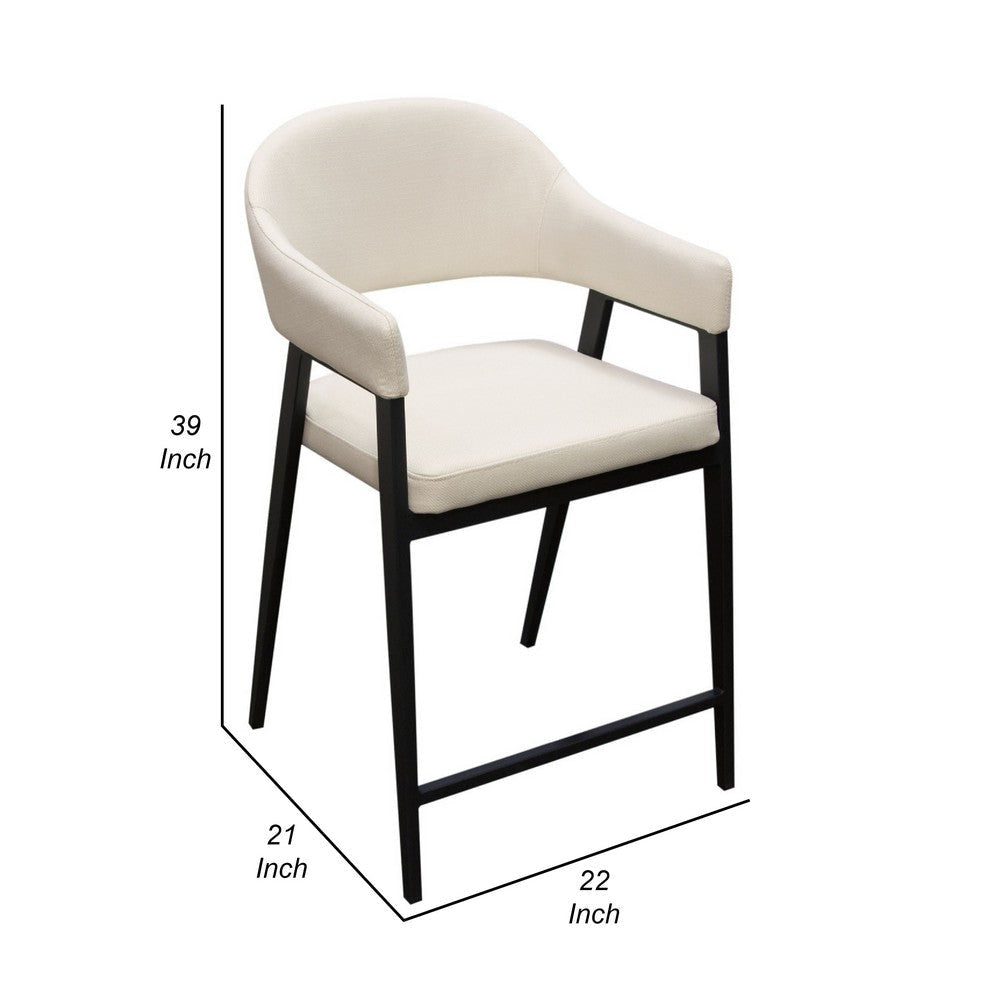 Arie Counter Height Chair Set of 2 | Cream White Polyester | Black Legs BM338805