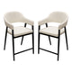 Arie Counter Height Chair Set of 2 | Cream White Polyester | Black Legs BM338805