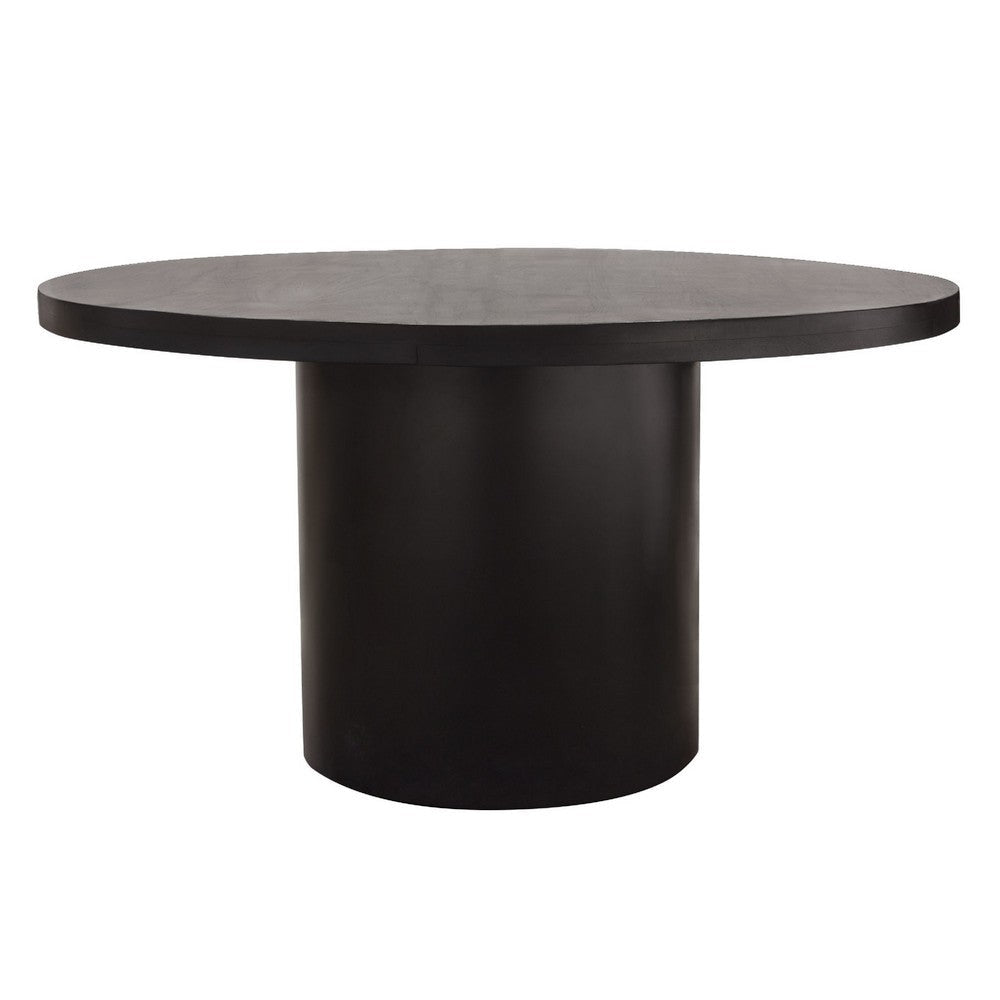 Reny Dining Table | 54’’ | Round Black Acacia Wood Top | Iron Pedestal BM338806