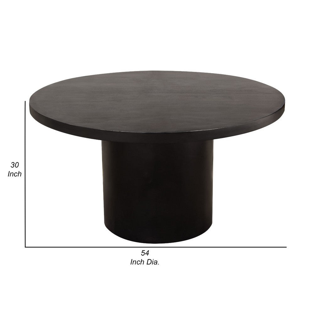 Reny Dining Table | 54’’ | Round Black Acacia Wood Top | Iron Pedestal BM338806