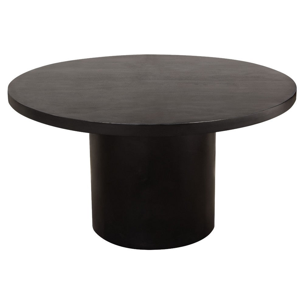 Reny Dining Table | 54’’ | Round Black Acacia Wood Top | Iron Pedestal BM338806