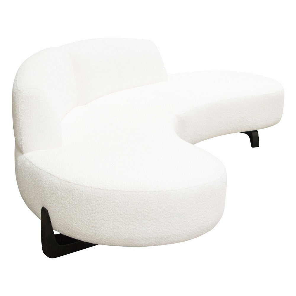 Ikka 2pc Modular Curved Chaise Set | White Faux Shearling | Black Wood Base BM338808